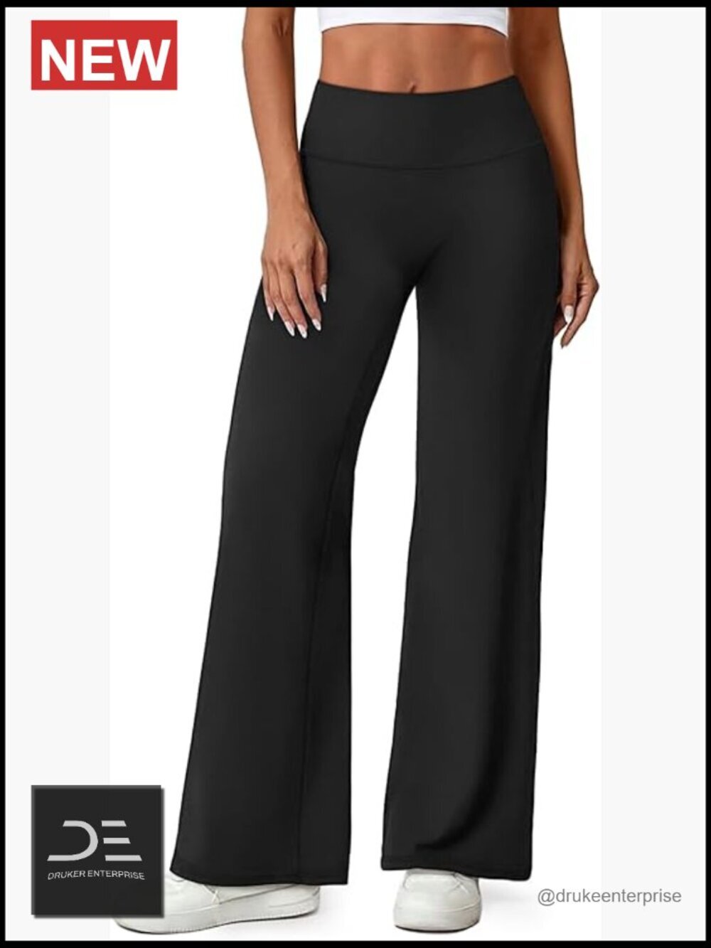 Tummy Control Wide Leg Yoga Pants High Waisted Straight Leg Leggings No Front